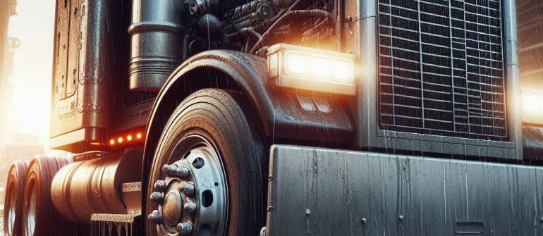 Truck mechanic repairing semi truck brakes in Anaheim